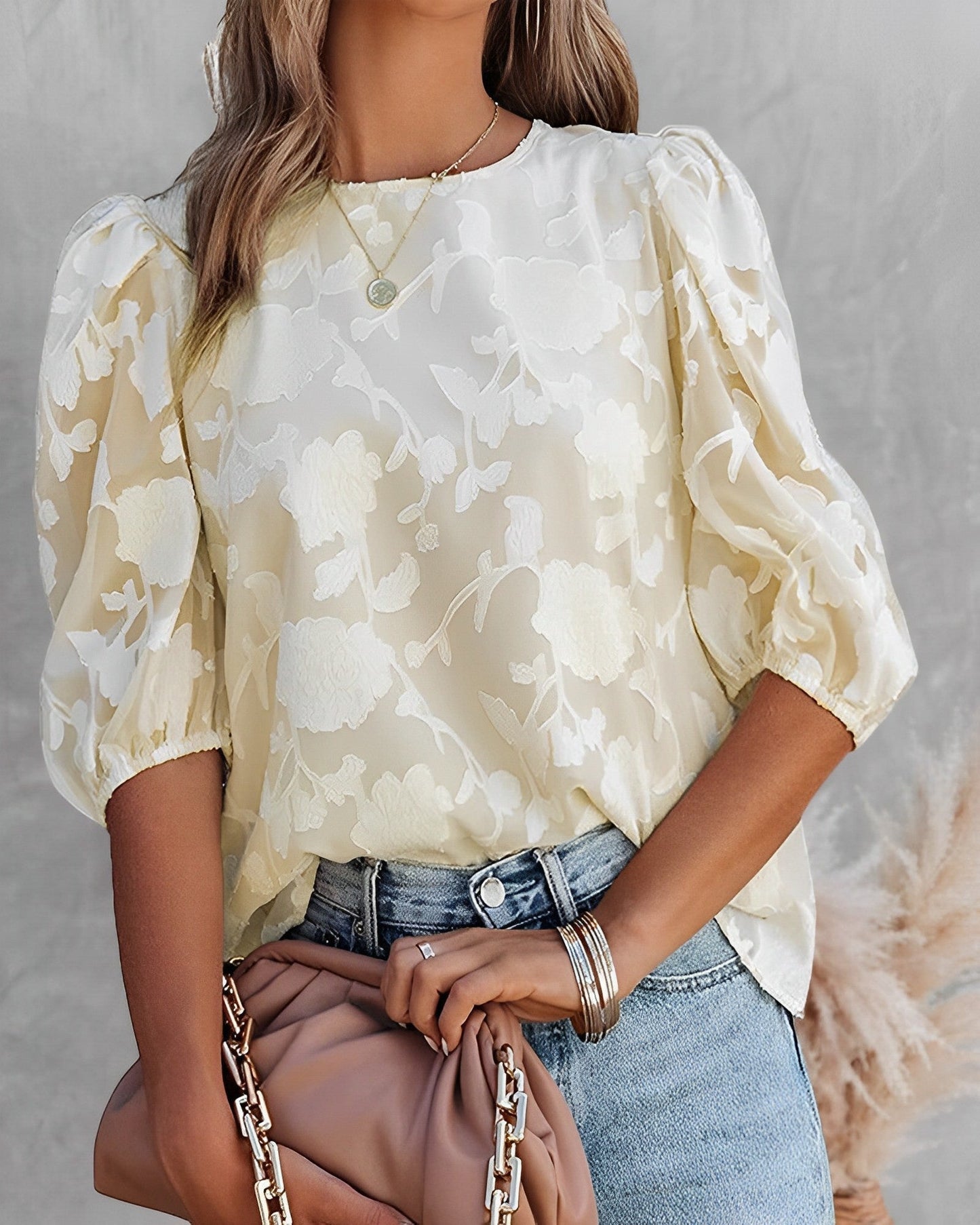 Chiffonblouse Met Pofmouwen