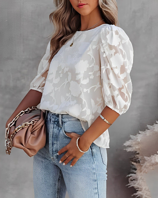 Chiffonblouse Met Pofmouwen