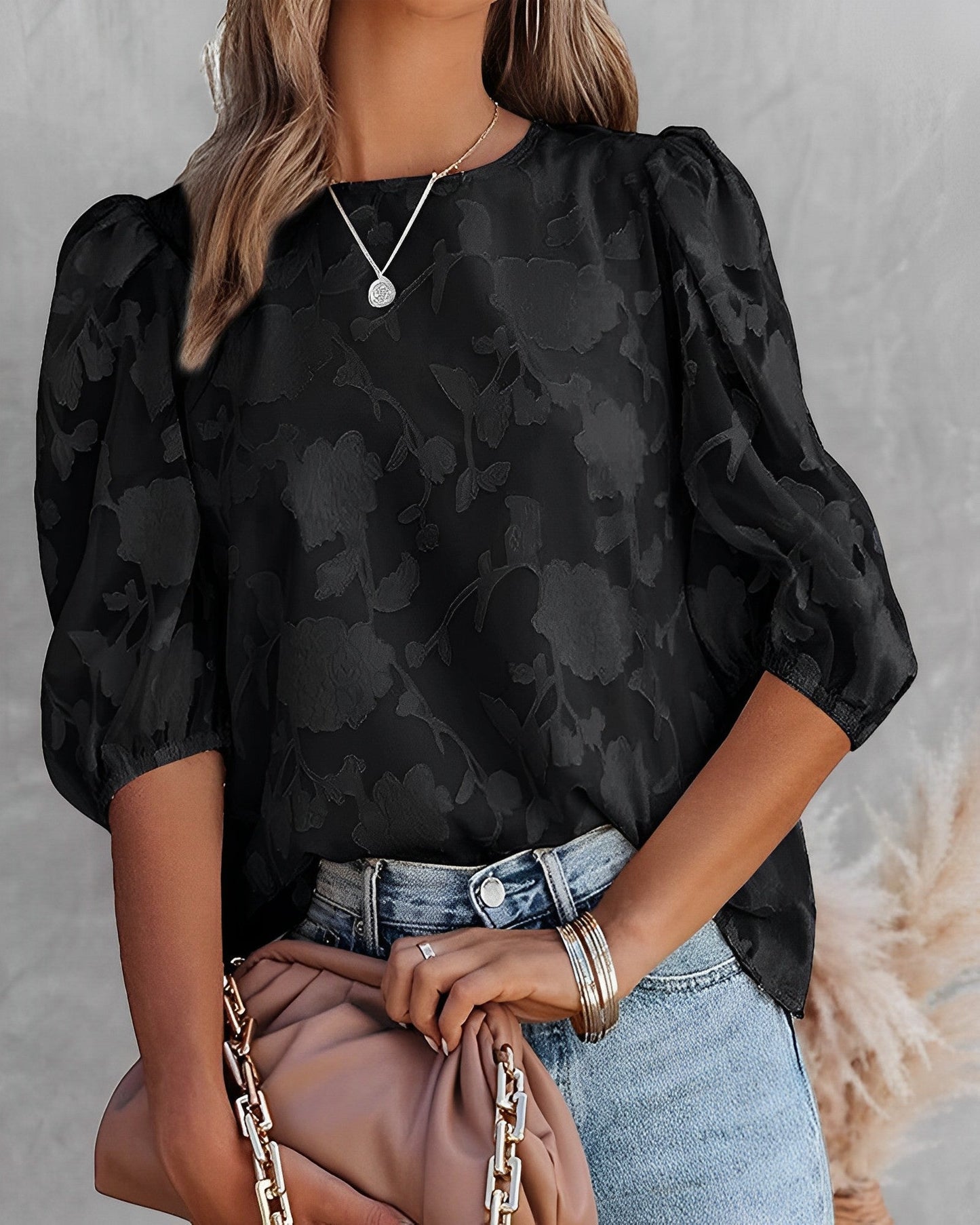 Chiffonblouse Met Pofmouwen