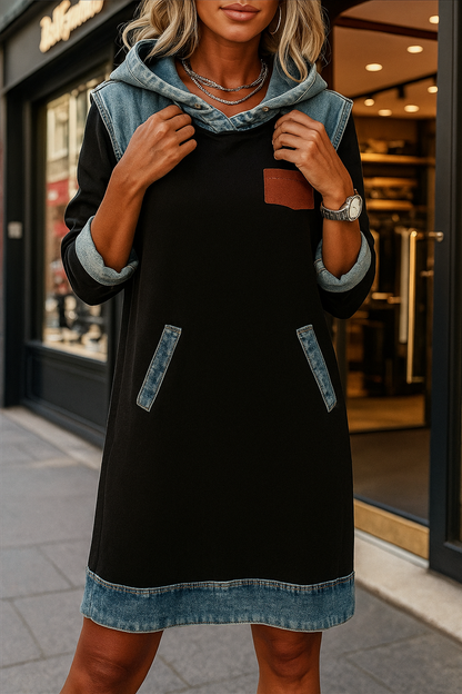 Denim Touch Hoodie Jurk | Voor de dagen waarop je alles aan wilt kunnen