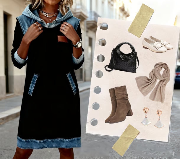 Denim Touch Hoodie Jurk | Voor de dagen waarop je alles aan wilt kunnen