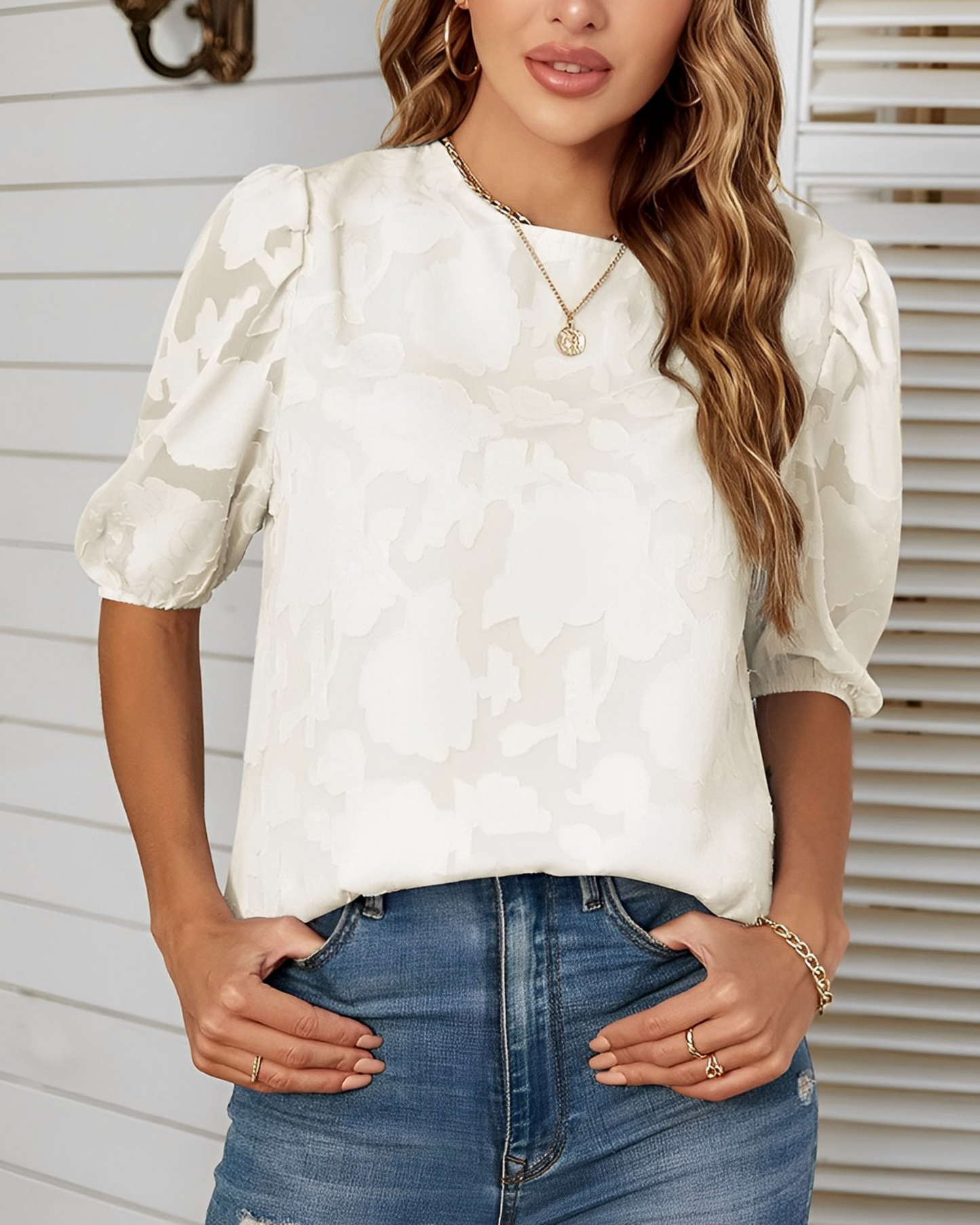 Chiffonblouse Met Pofmouwen