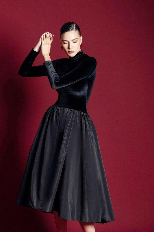 Florienne Midi-Jurk Met Lange Mouwen