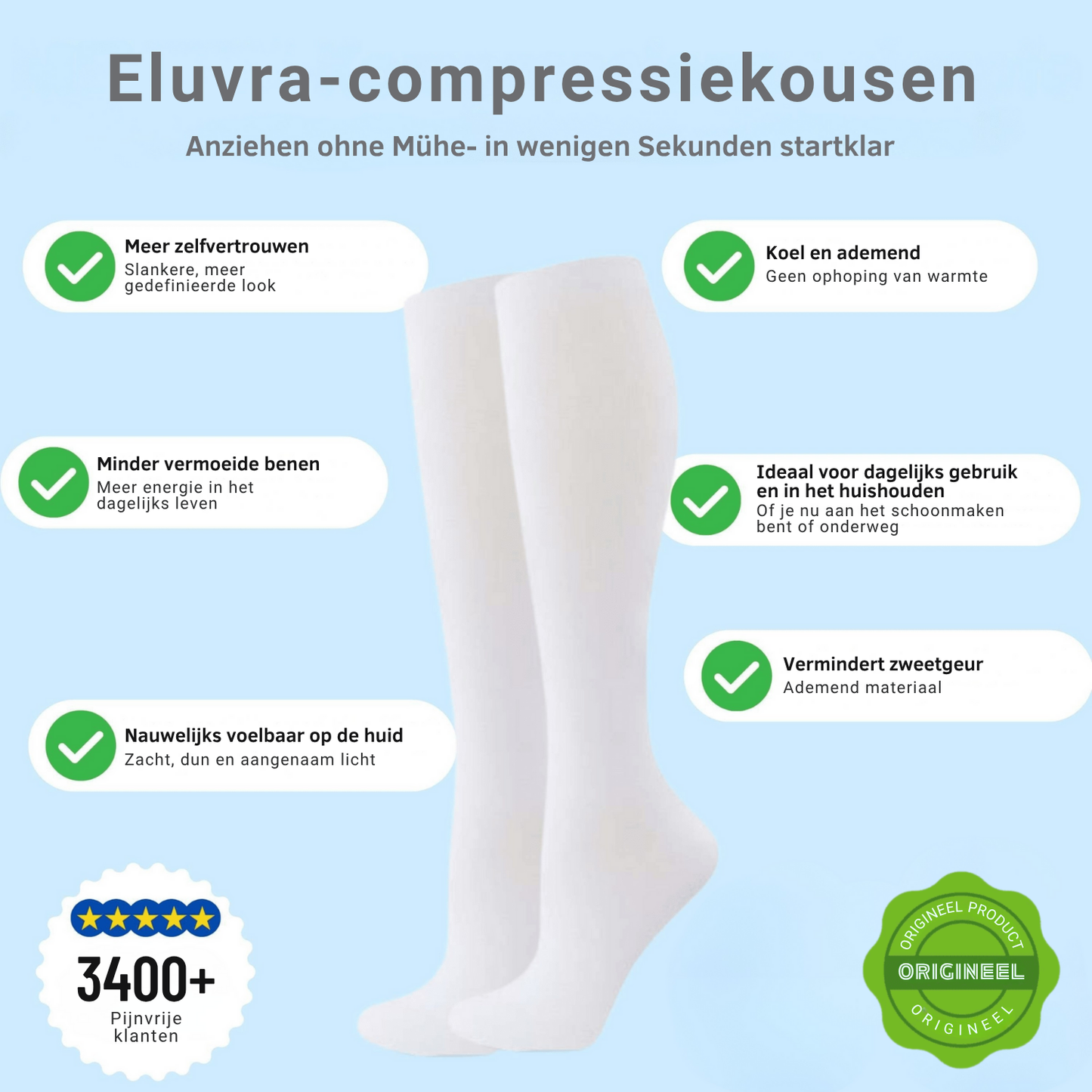 Eluvra Classic Compressiekousen – Ondersteuning voor Elke Dag