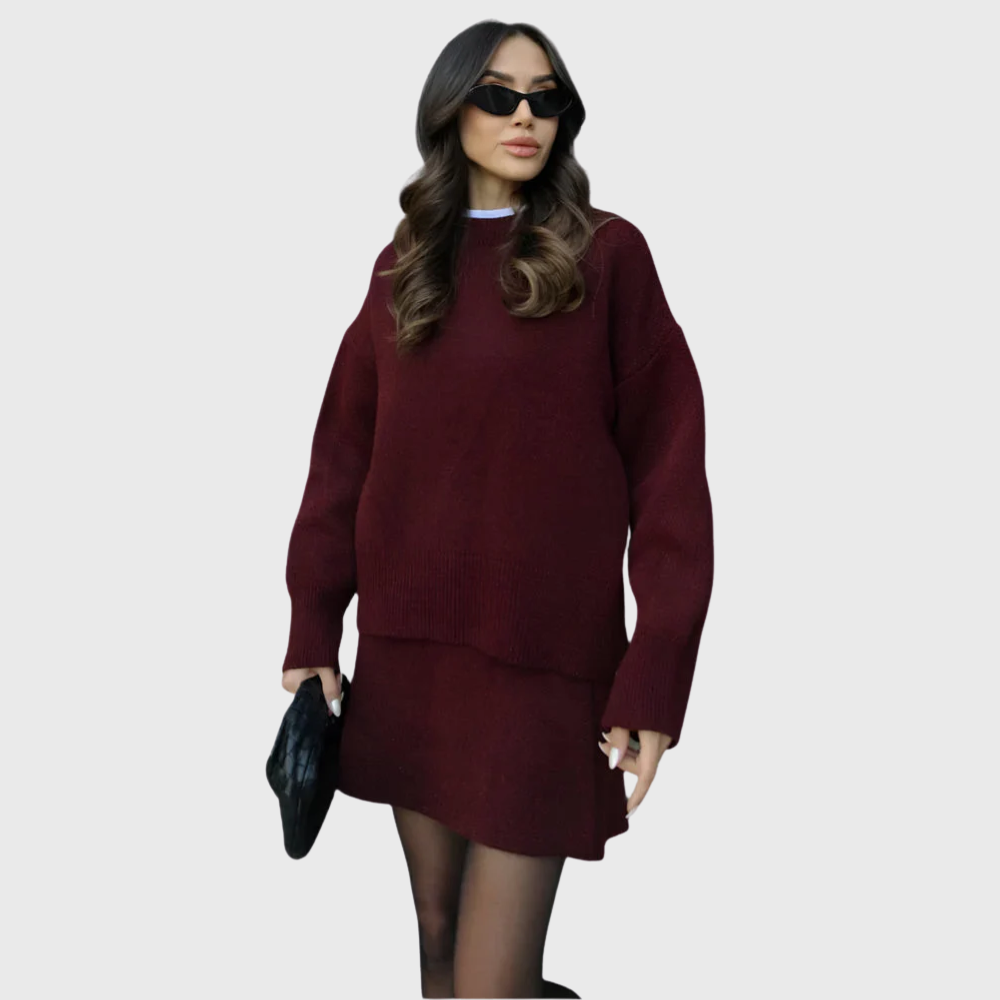 Dieprood Knit Set | Elegantie in eenvoud