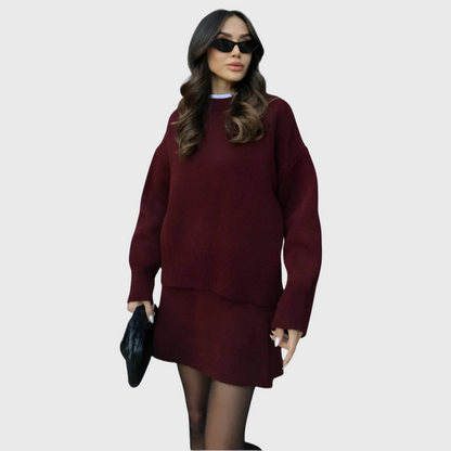 Dieprood Knit Set | Elegantie in eenvoud