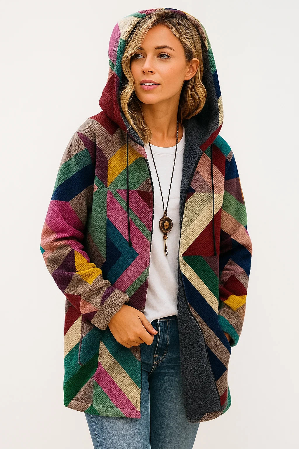 Zada Geometrische Art Hoodie | Warmte ontmoet uitgesproken stijl