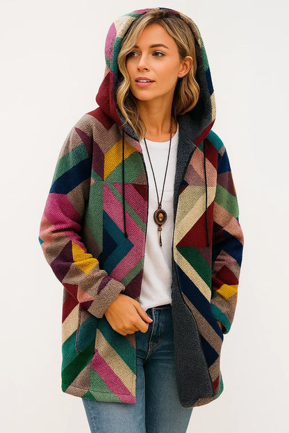 Zada Geometrische Art Hoodie | Warmte ontmoet uitgesproken stijl