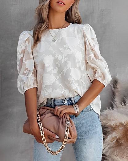 Chiffonblouse Met Pofmouwen