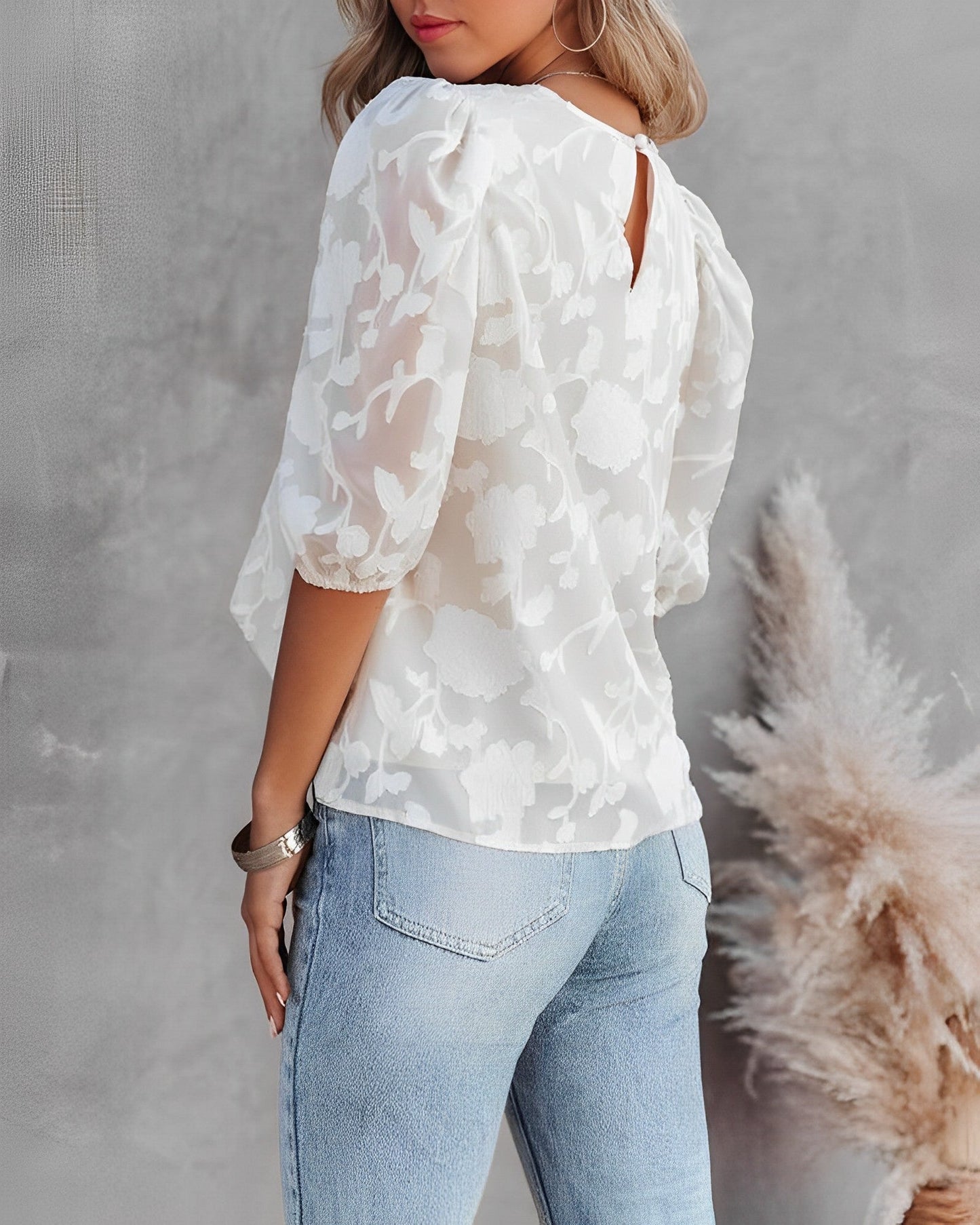 Chiffonblouse Met Pofmouwen